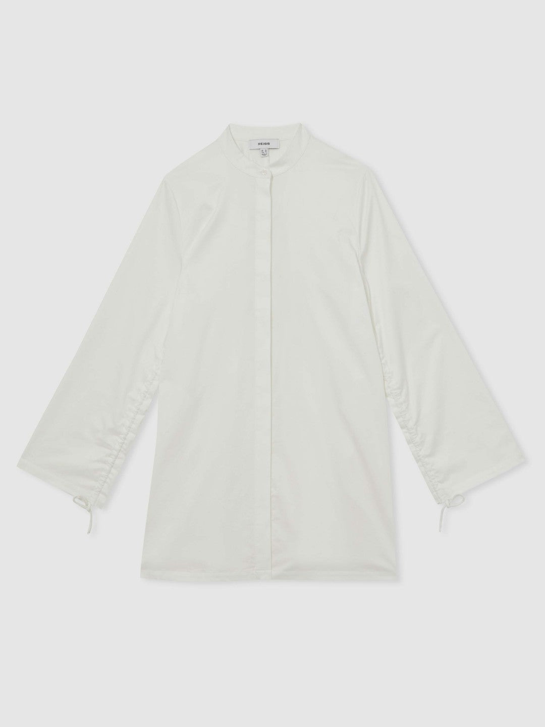 Cotton Gathered Cut-Out Shirt Dress with Stretch in Ivory Women | Reiss