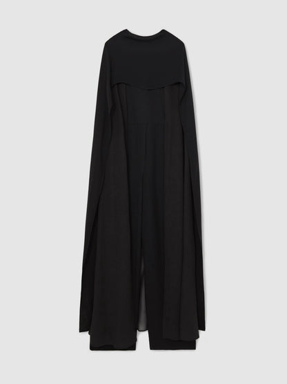 Wide-Leg Cape Jumpsuit in Black Women | Reiss
