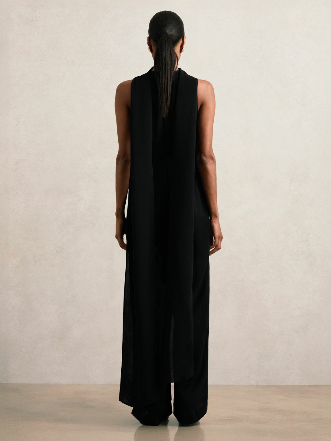 Wide-Leg Cape Jumpsuit in Black Women | Reiss