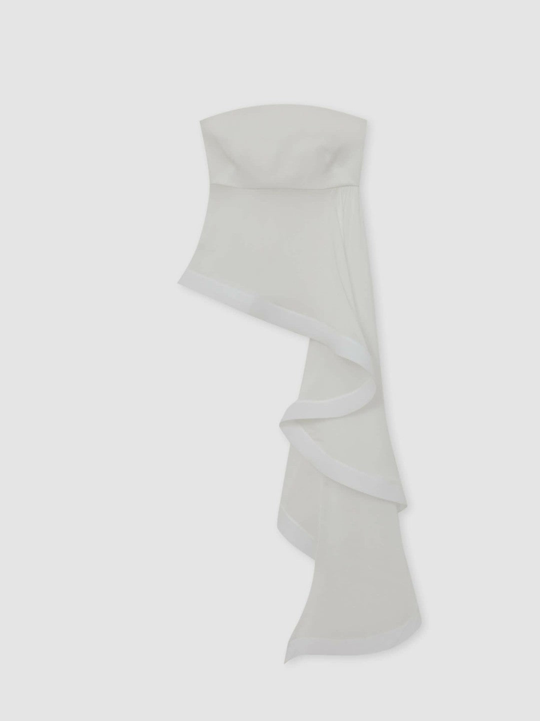 Silk Asymmetric-Ruffle Bandeau Top in Ivory Women | Reiss