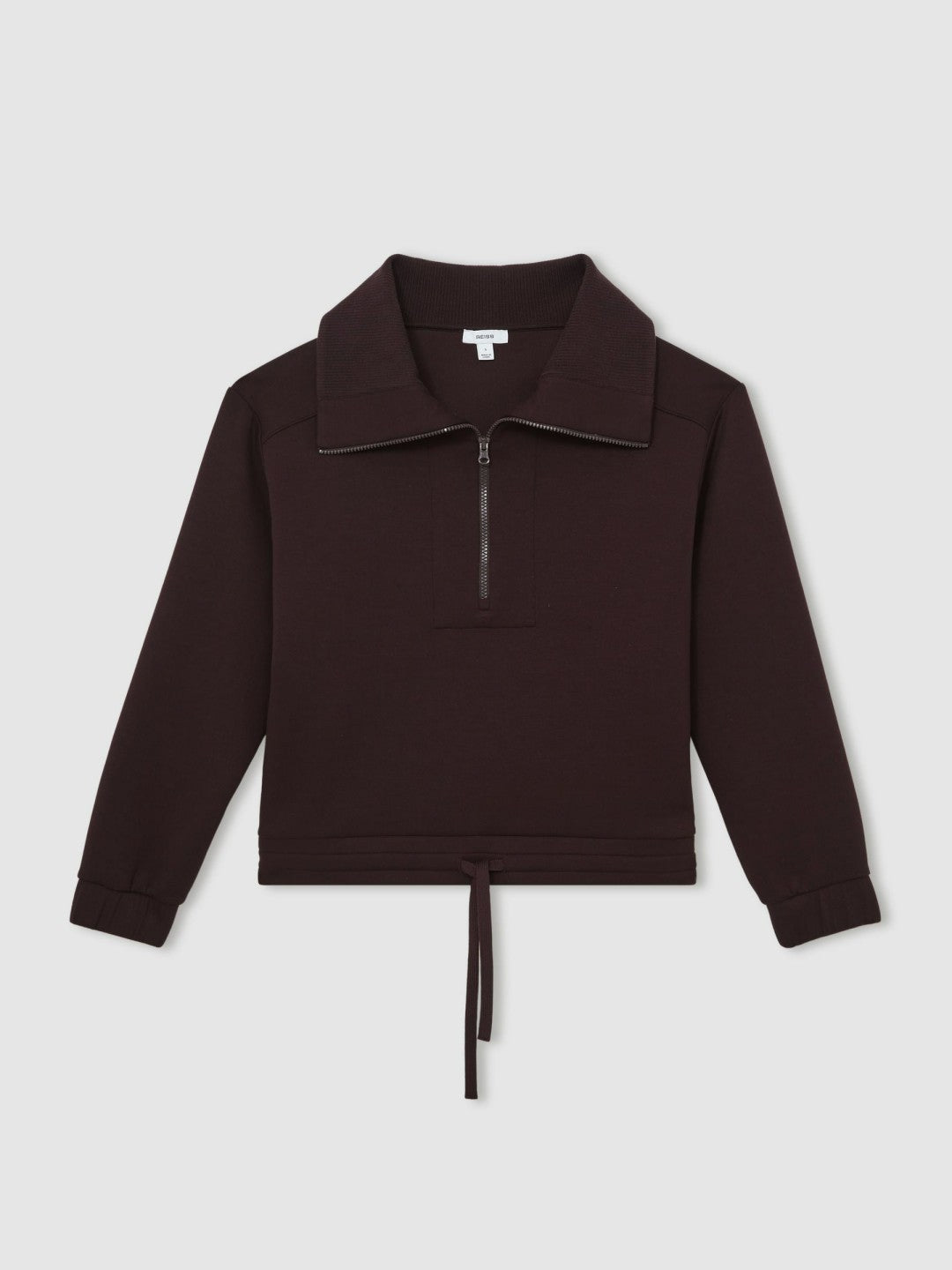 Interlock Half Zip Drawstring Hem Sweatshirt in Plum Women | Reiss
