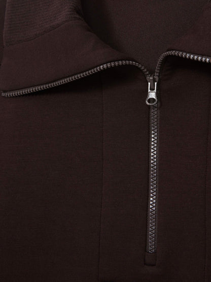 Interlock Half Zip Drawstring Hem Sweatshirt in Plum Women | Reiss