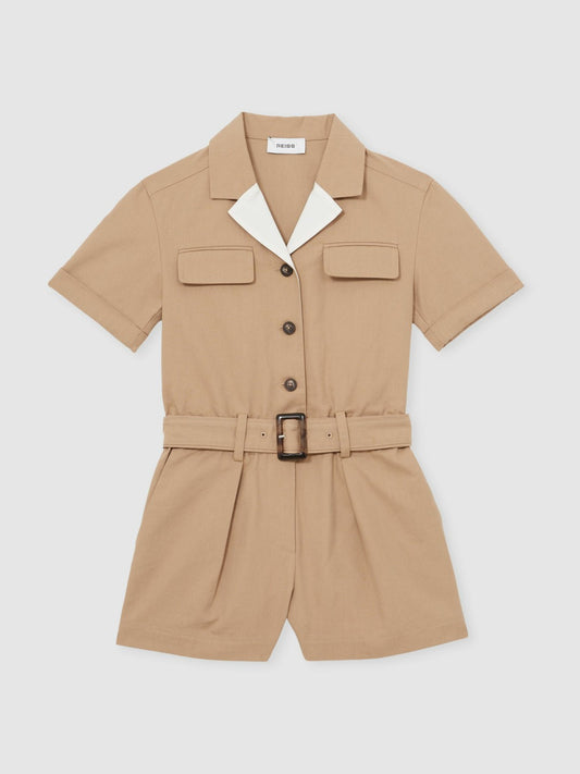 13-14 yrs Cotton-Lyocell Utility Playsuit in Camel Children & Baby | Reiss
