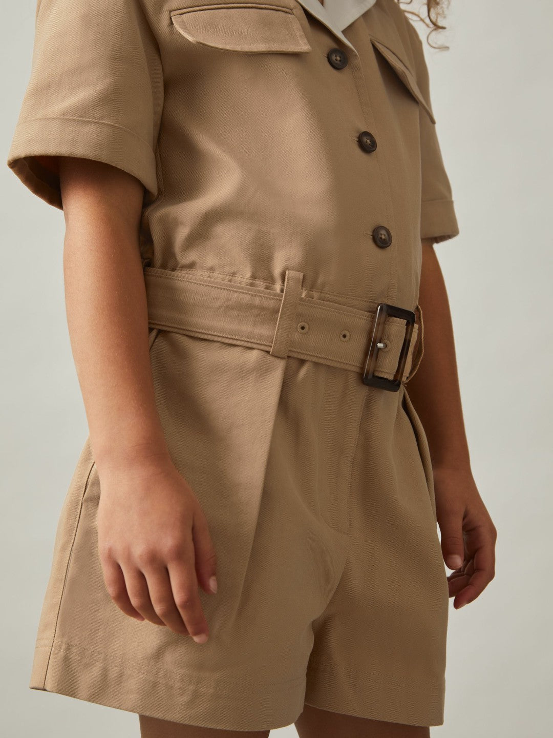 13-14 yrs Cotton-Lyocell Utility Playsuit in Camel Children & Baby | Reiss