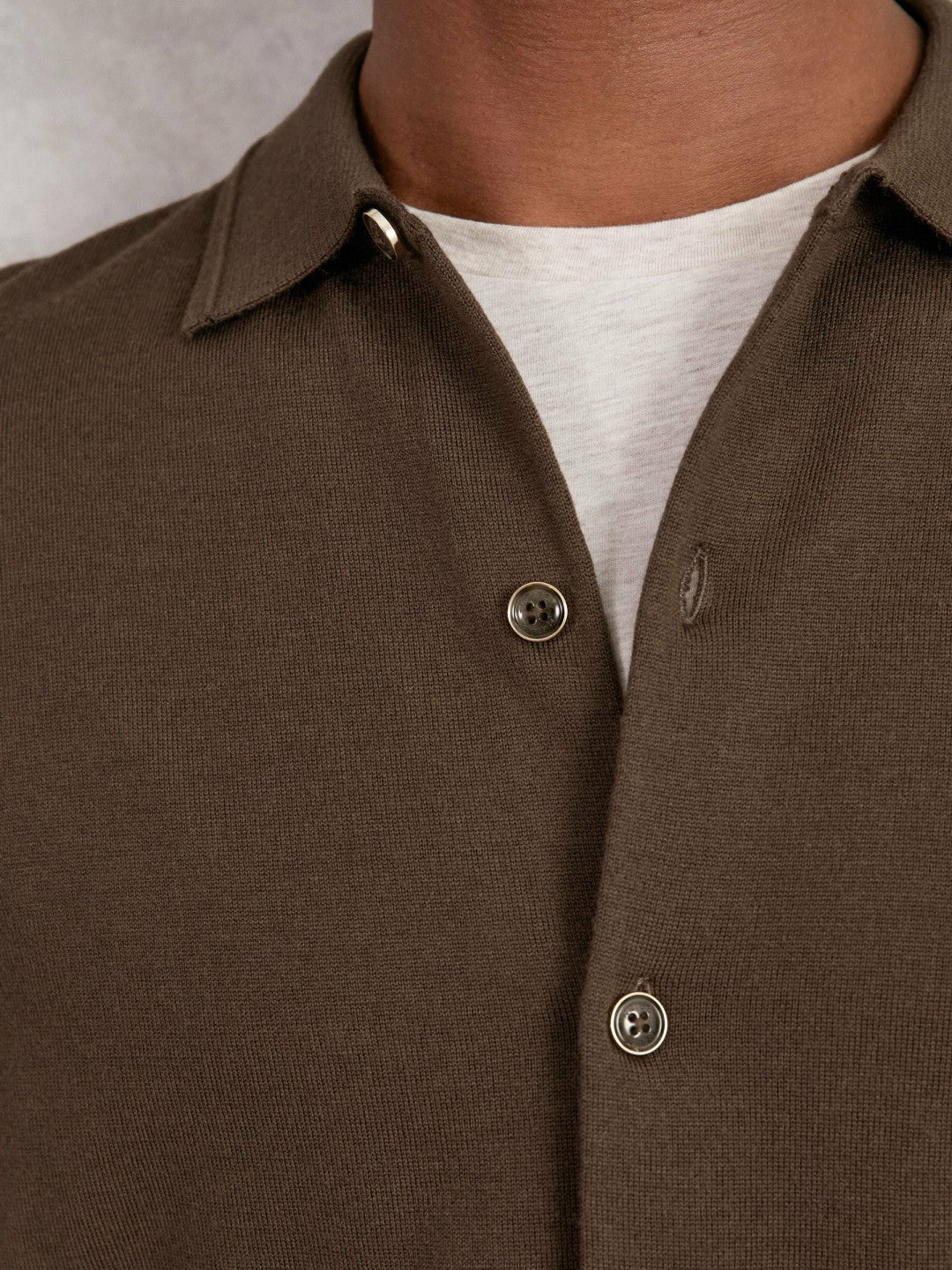 Merino Wool Button-Through Cardigan in Chocolate Brown Men | Reiss