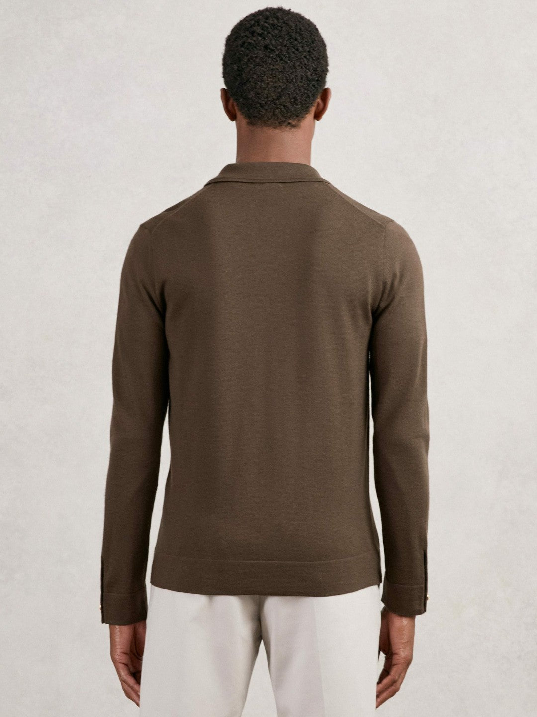 Merino Wool Button-Through Cardigan in Chocolate Brown Men | Reiss