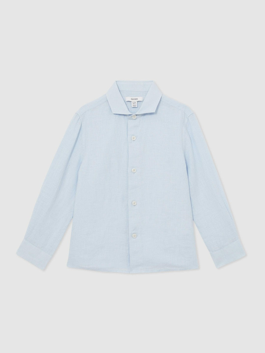 9-13 yrs Linen Cutaway Collar Shirt in Pale Blue Children & Baby | Reiss