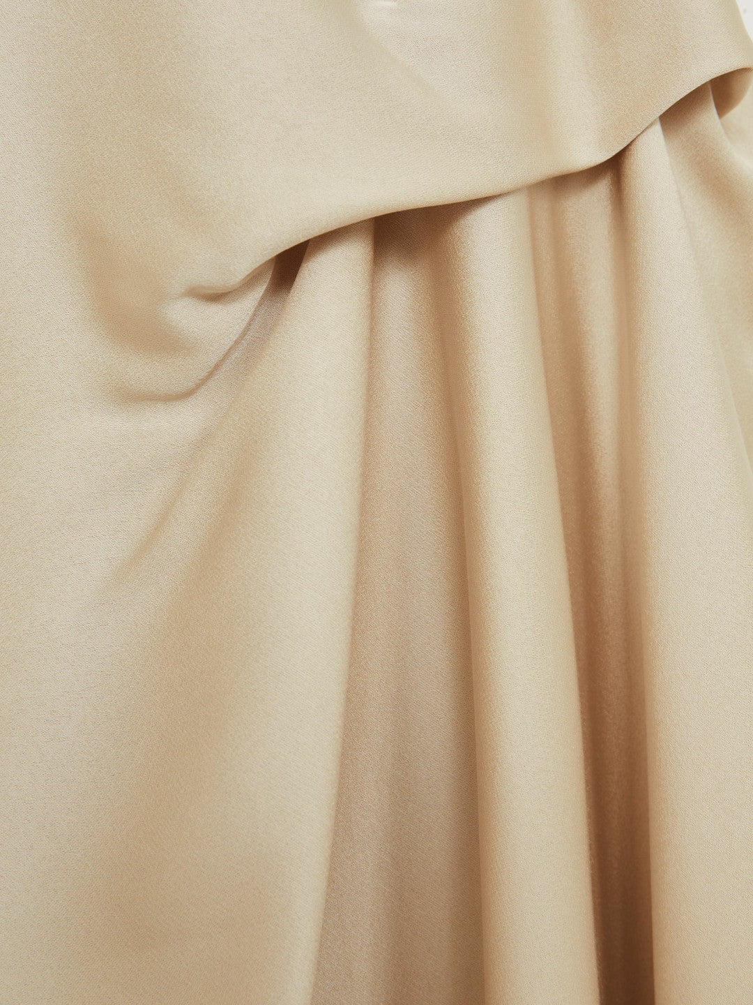 Satin Tuck-Detail Cape Midi Dress in Champagne Neutral Women | Reiss
