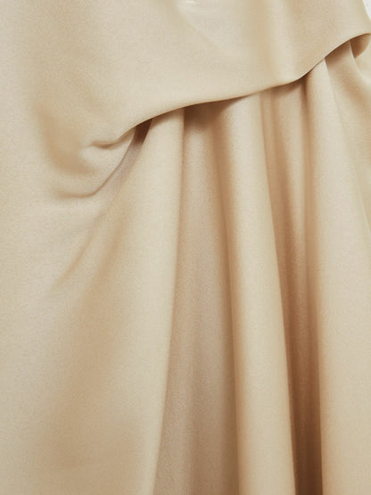 Satin Tuck-Detail Cape Midi Dress in Champagne Neutral Women | Reiss
