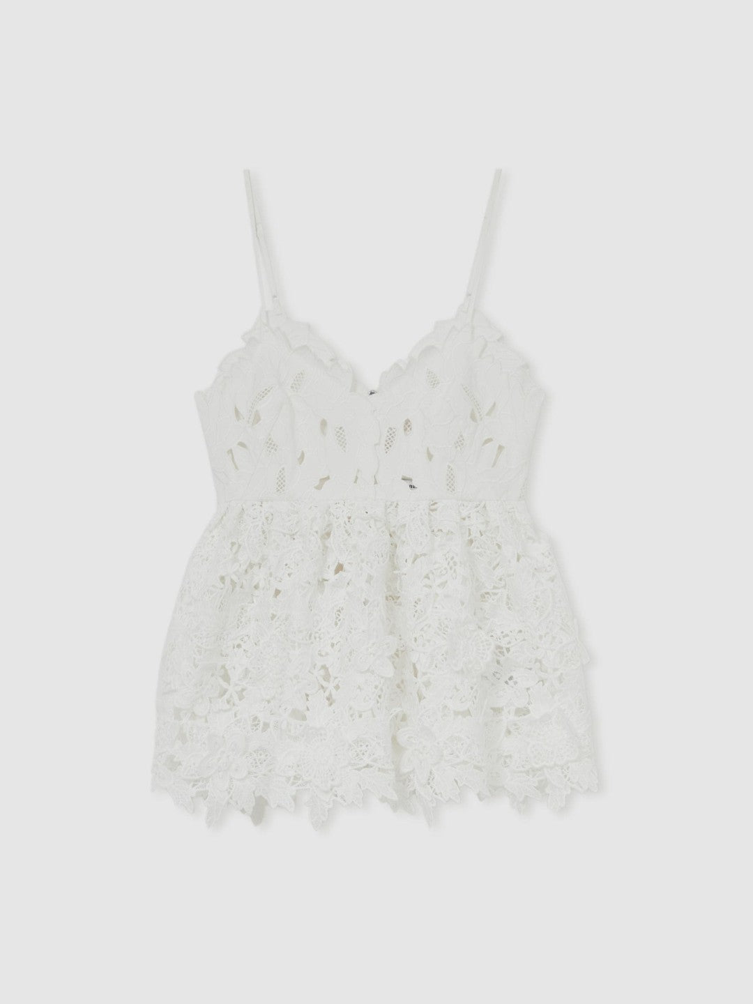 Cotton Cut Out Lace Cami Top in Ivory Women | Reiss