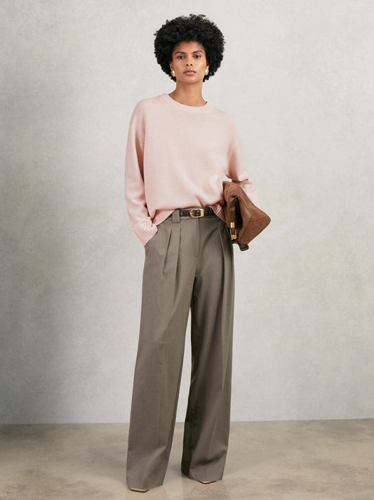 Wool-Cashmere Crew-Neck Jumper in Pink Women | Reiss