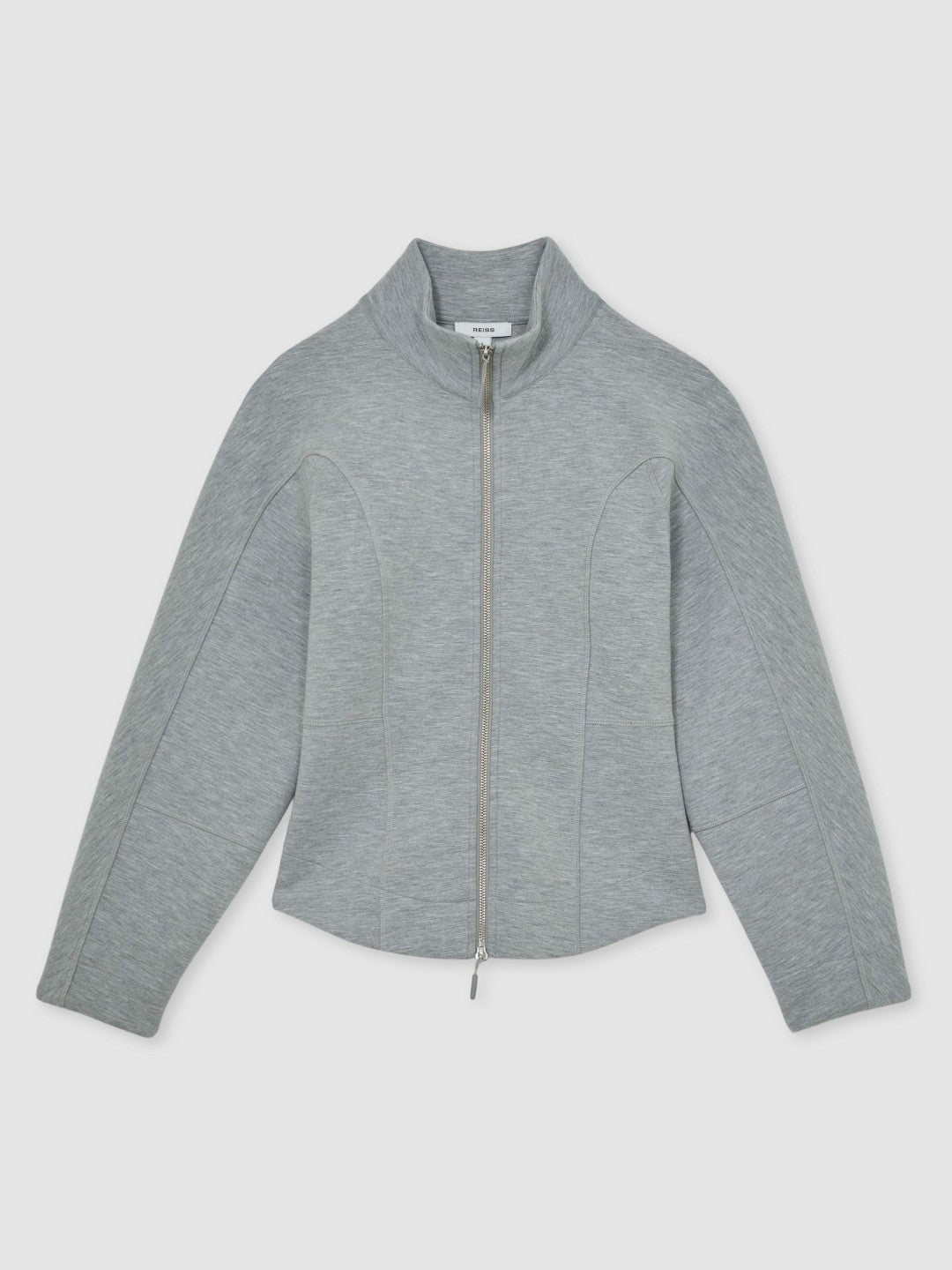 Funnel-Neck Zip-Through Sweatshirt in Grey Women | Reiss