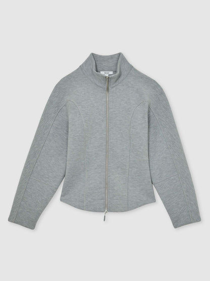 Funnel-Neck Zip-Through Sweatshirt in Grey Women | Reiss