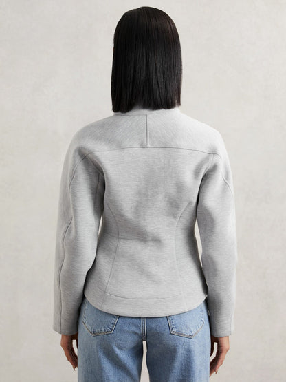 Funnel-Neck Zip-Through Sweatshirt in Grey Women | Reiss