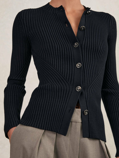 Button Front Knit Cardigan in Navy Women | Reiss