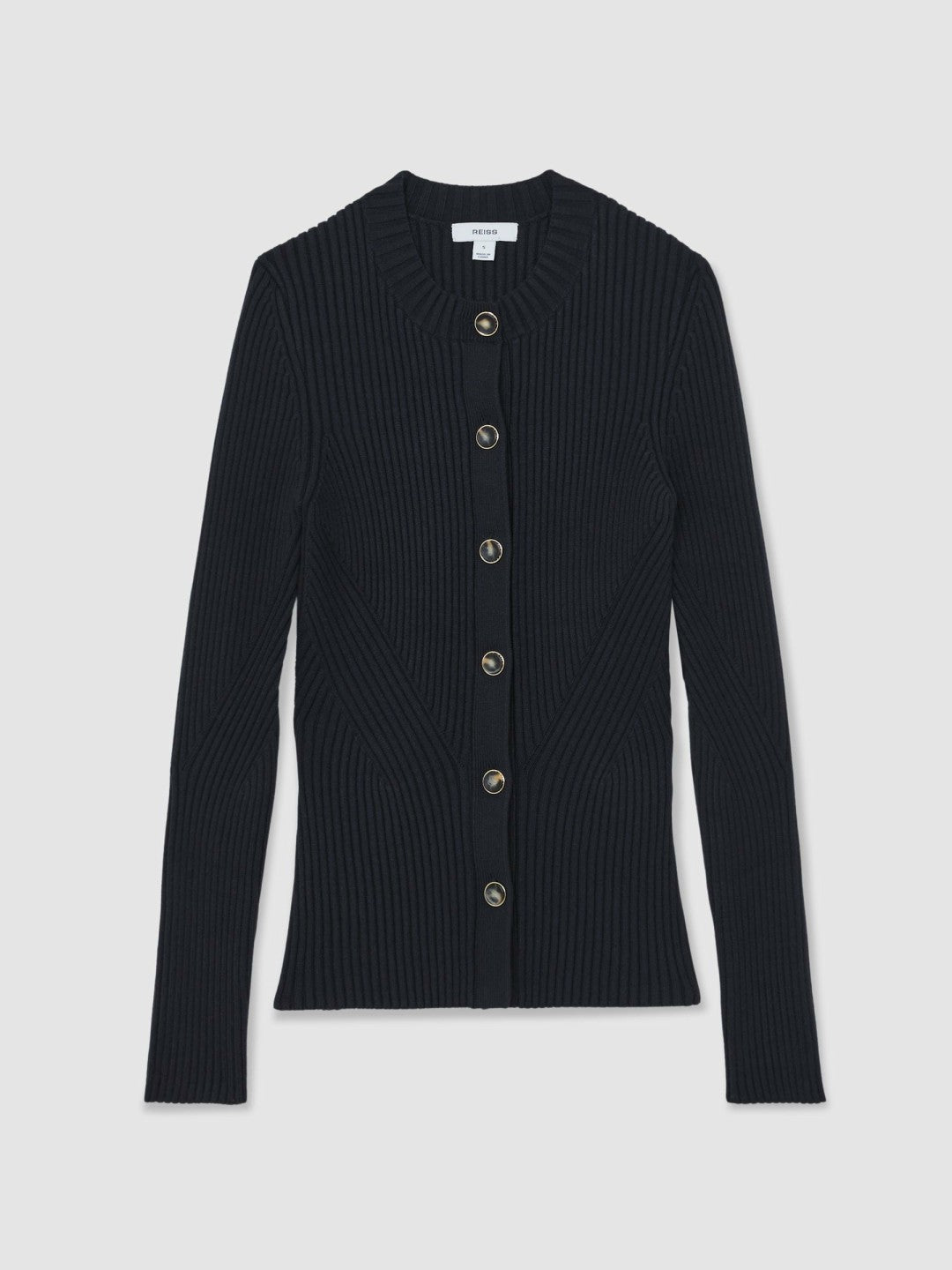 Button Front Knit Cardigan in Navy Women | Reiss