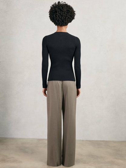 Button Front Knit Cardigan in Navy Women | Reiss