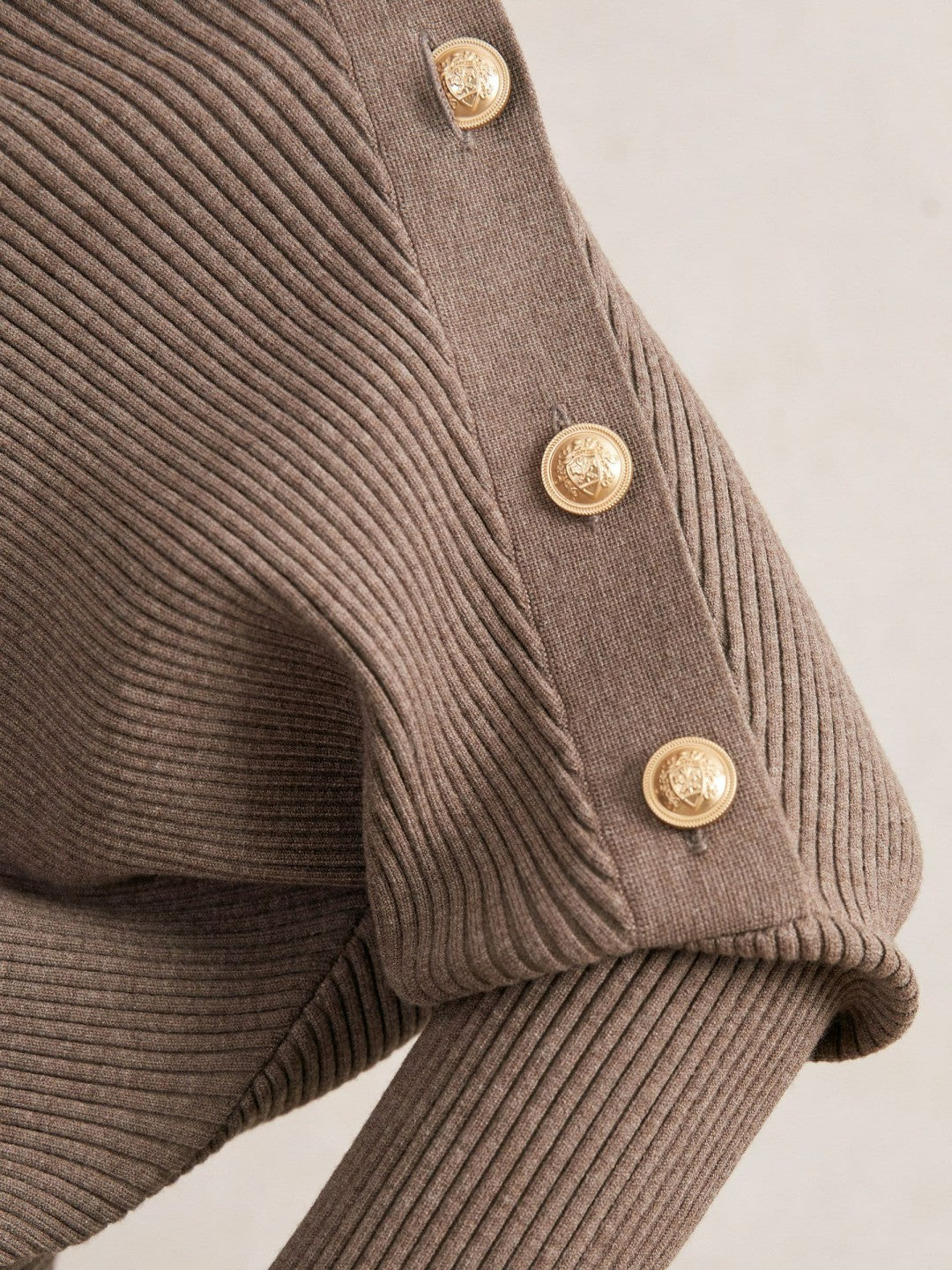 Rib-Knit Button Shawl Jumper in Taupe Women | Reiss