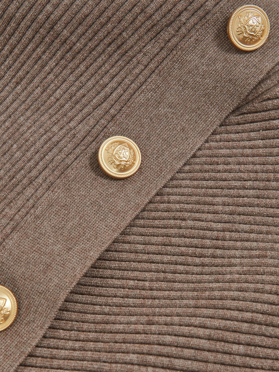 Rib-Knit Button Shawl Jumper in Taupe Women | Reiss