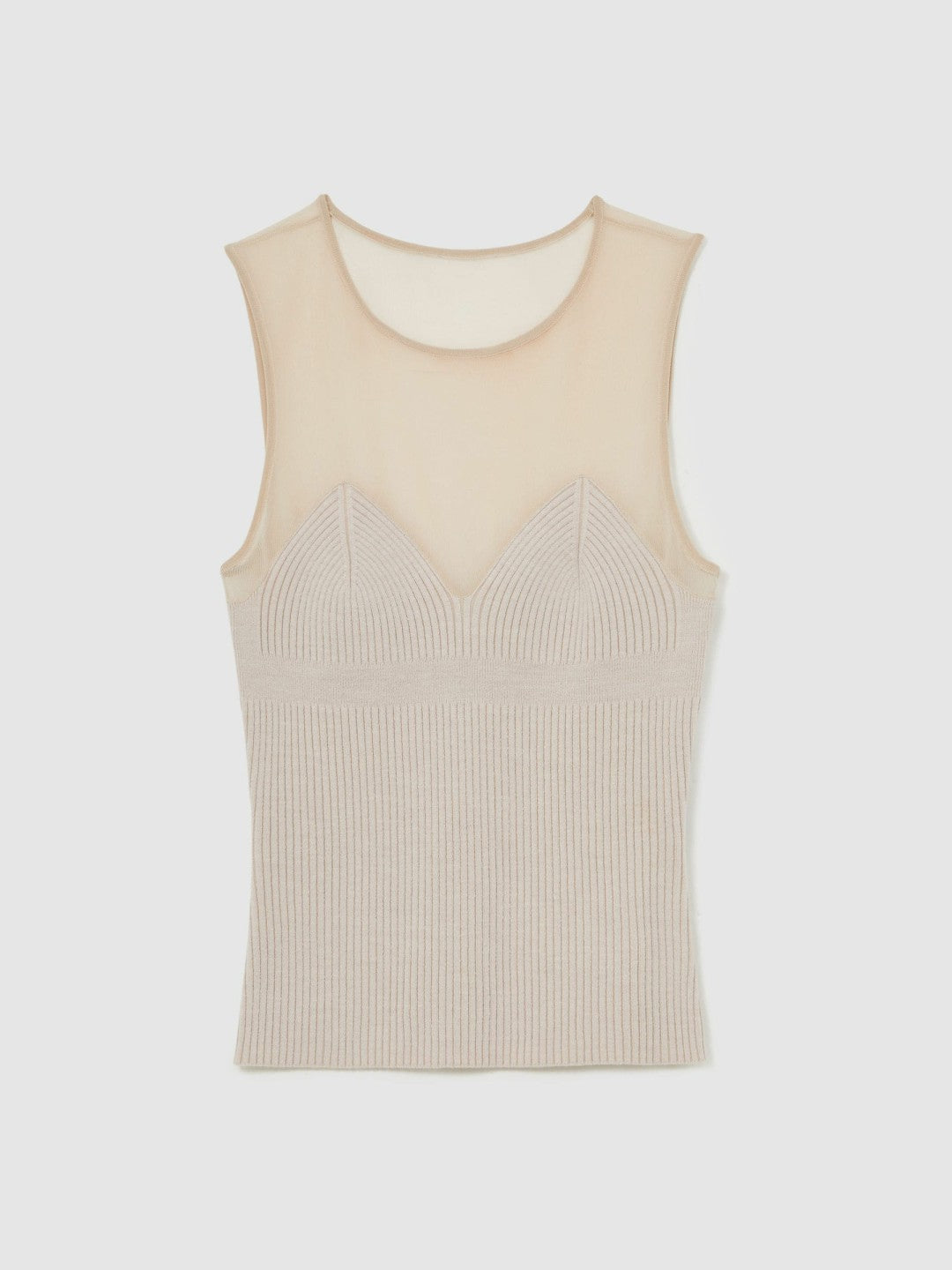 Mesh Rib-Knit Sweetheart Vest in Pink Neutral Women | Reiss