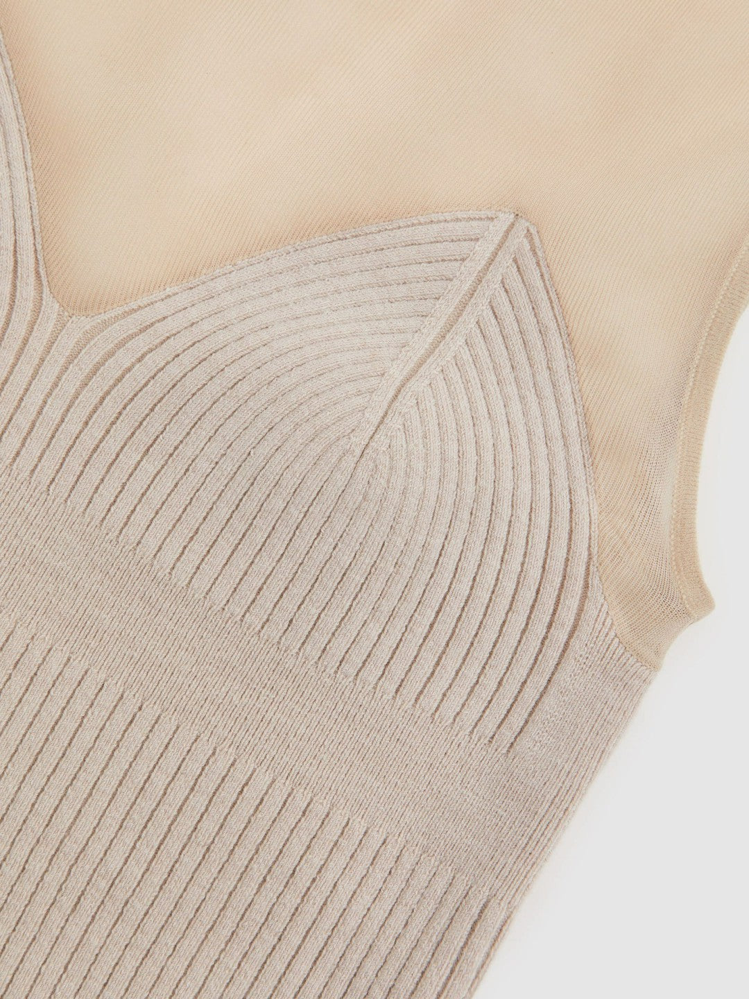 Mesh Rib-Knit Sweetheart Vest in Pink Neutral Women | Reiss