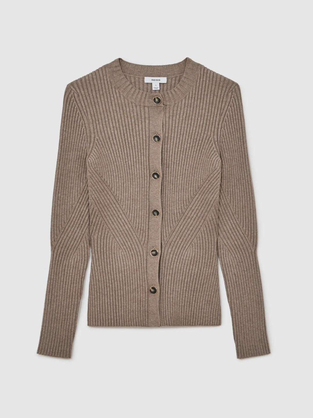 Button Front Knit Cardigan in Stone Women | Reiss