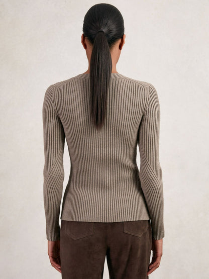 Button Front Knit Cardigan in Stone Women | Reiss