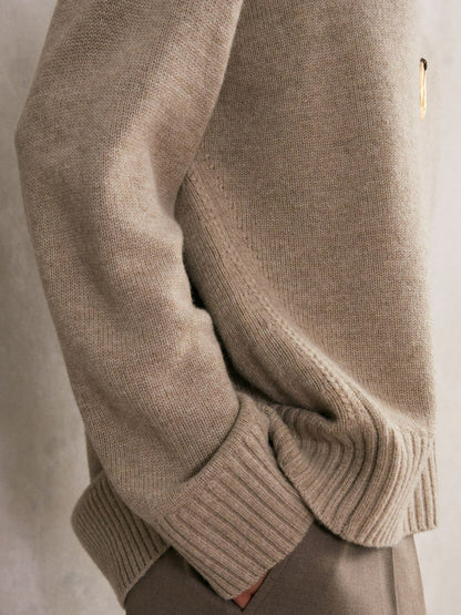 Wool-Cashmere Crew-Neck Jumper in Stone Women | Reiss