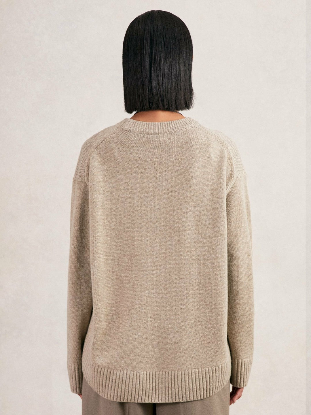 Wool-Cashmere Crew-Neck Jumper in Stone Women | Reiss
