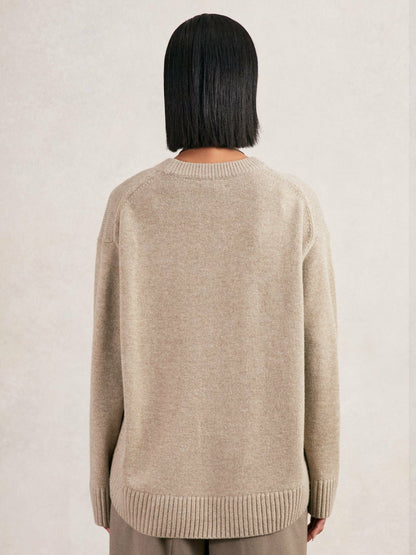 Wool-Cashmere Crew-Neck Jumper in Stone Women | Reiss