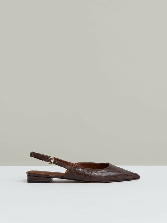 Leather Slingback Ballerina Pumps in Chocolate Women | Reiss