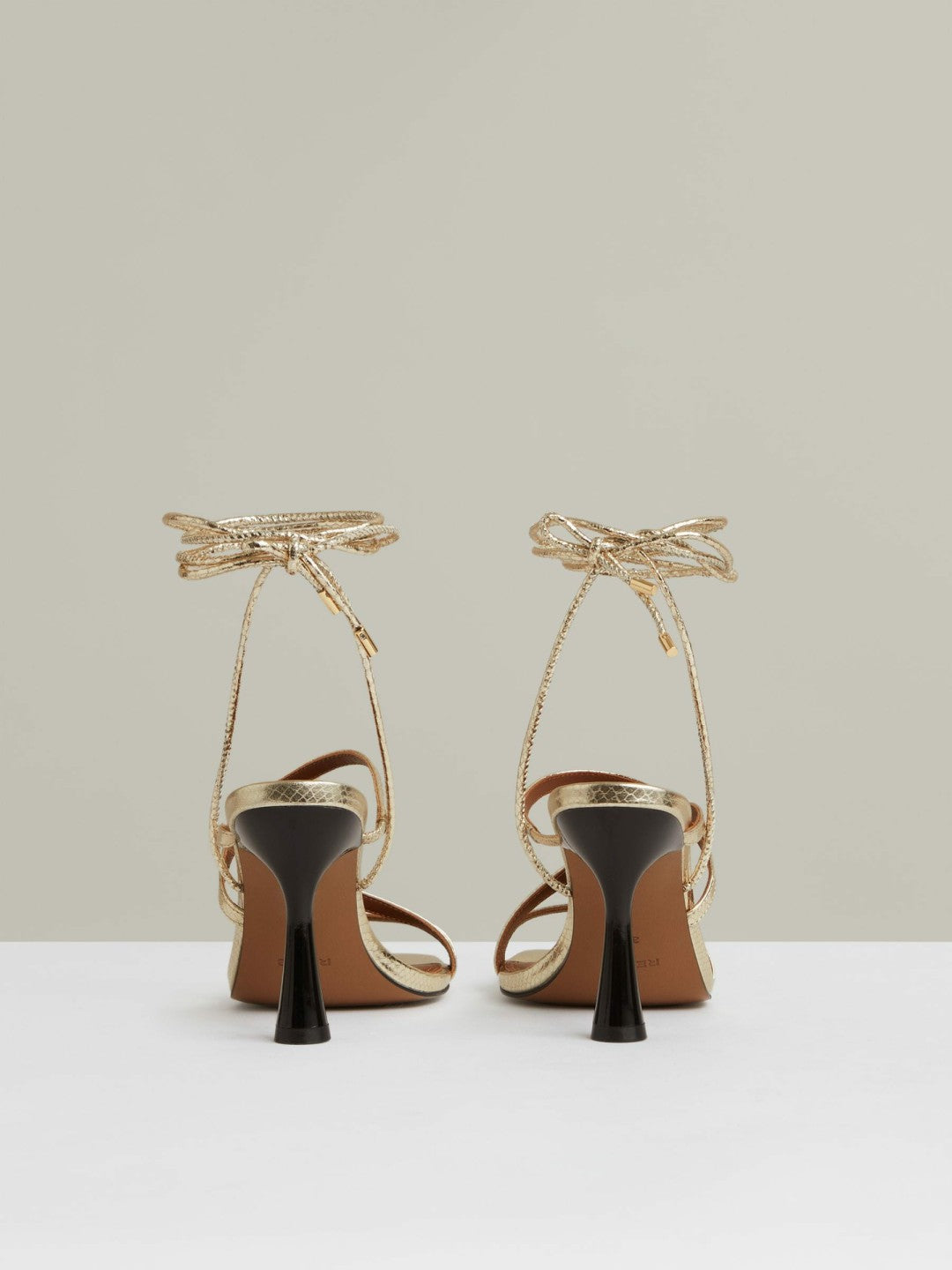 Leather Metallic Strappy Heeled Sandals in Gold Women | Reiss