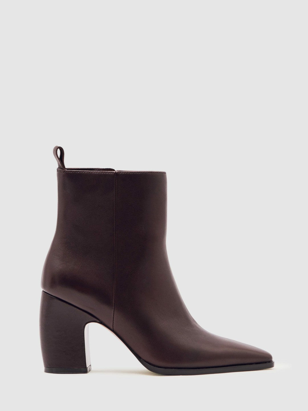 Leather Blocked Heel Ankle Boots in Oxblood Women | Reiss
