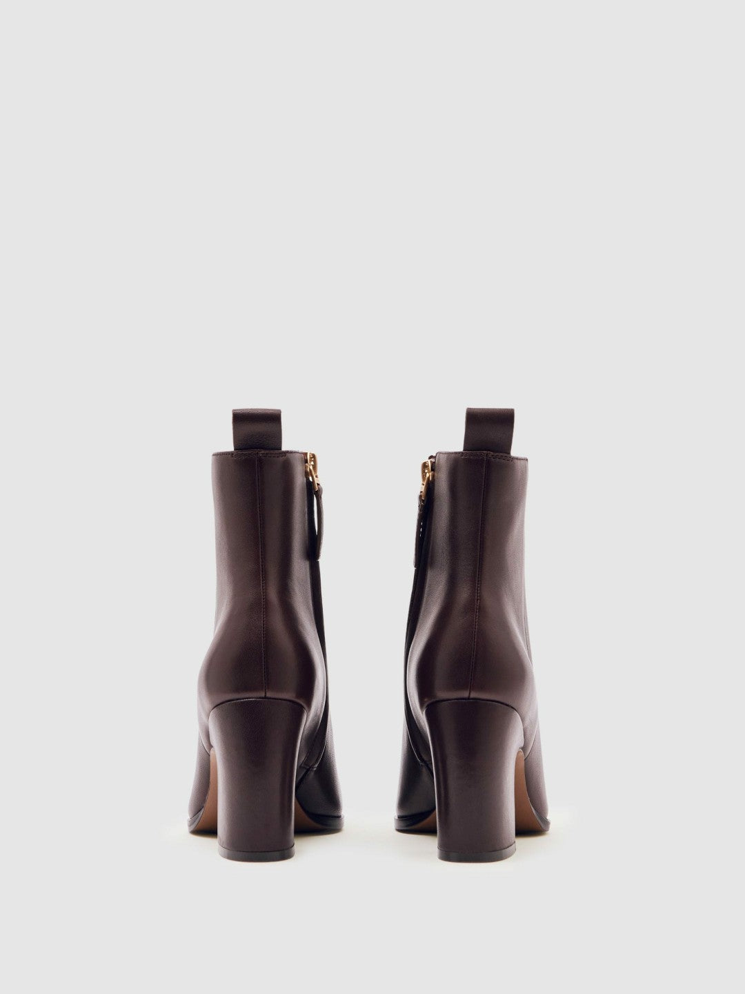 Leather Blocked Heel Ankle Boots in Oxblood Women | Reiss