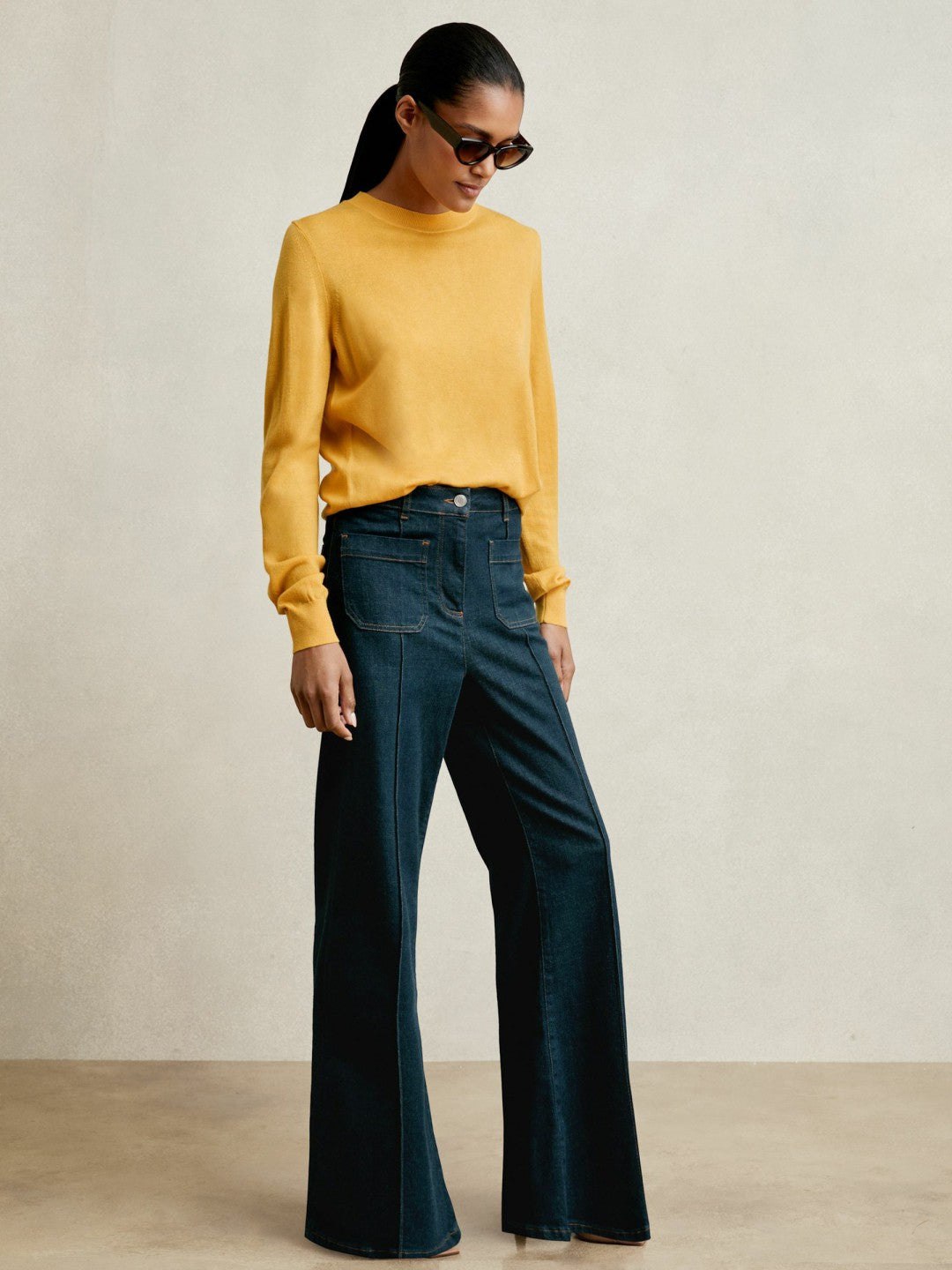 Merino Wool Crew-Neck Jumper in Yellow Women | Reiss