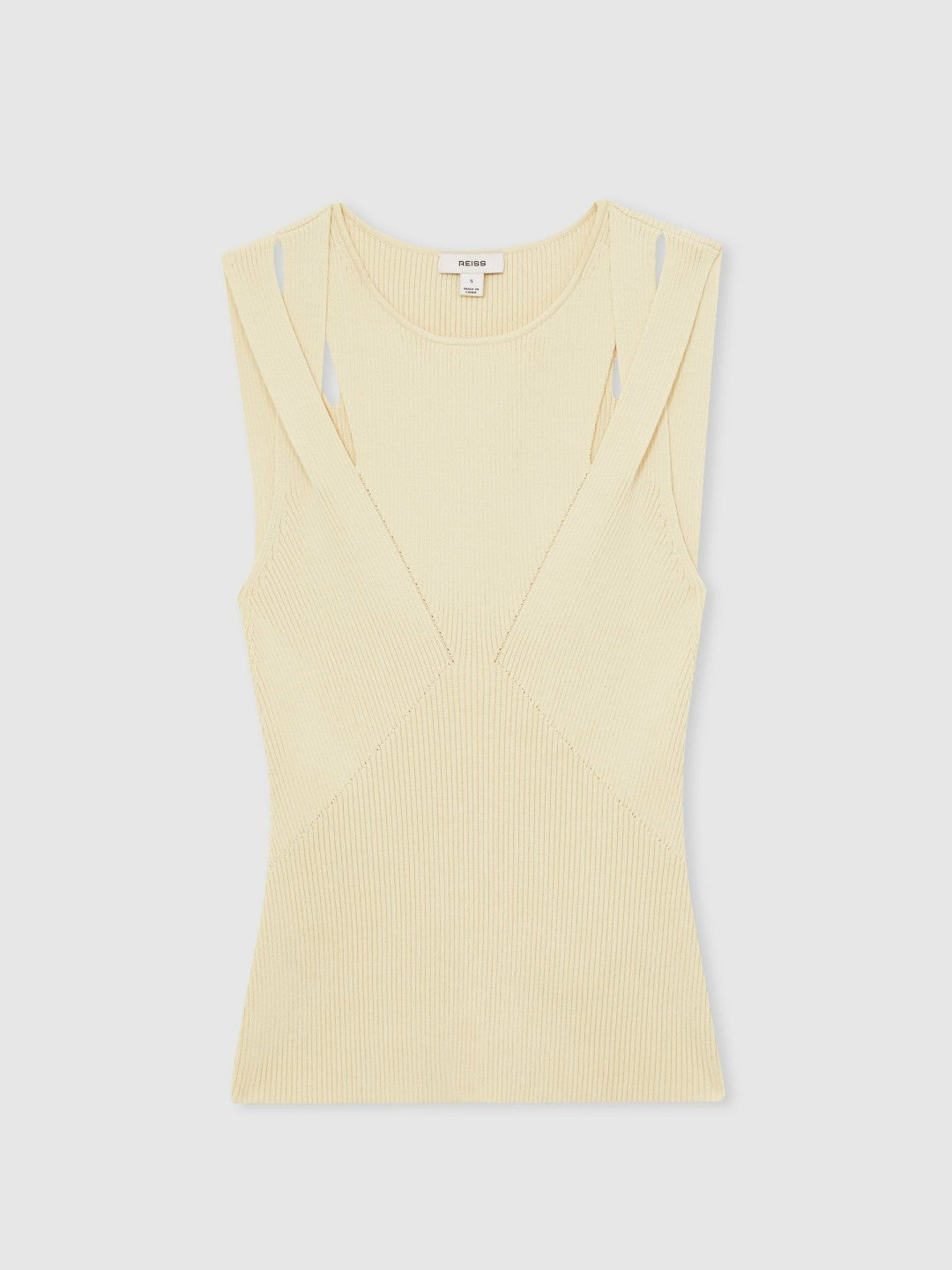 Cut-Out Rib-Knit Vest in Cream Women | Reiss