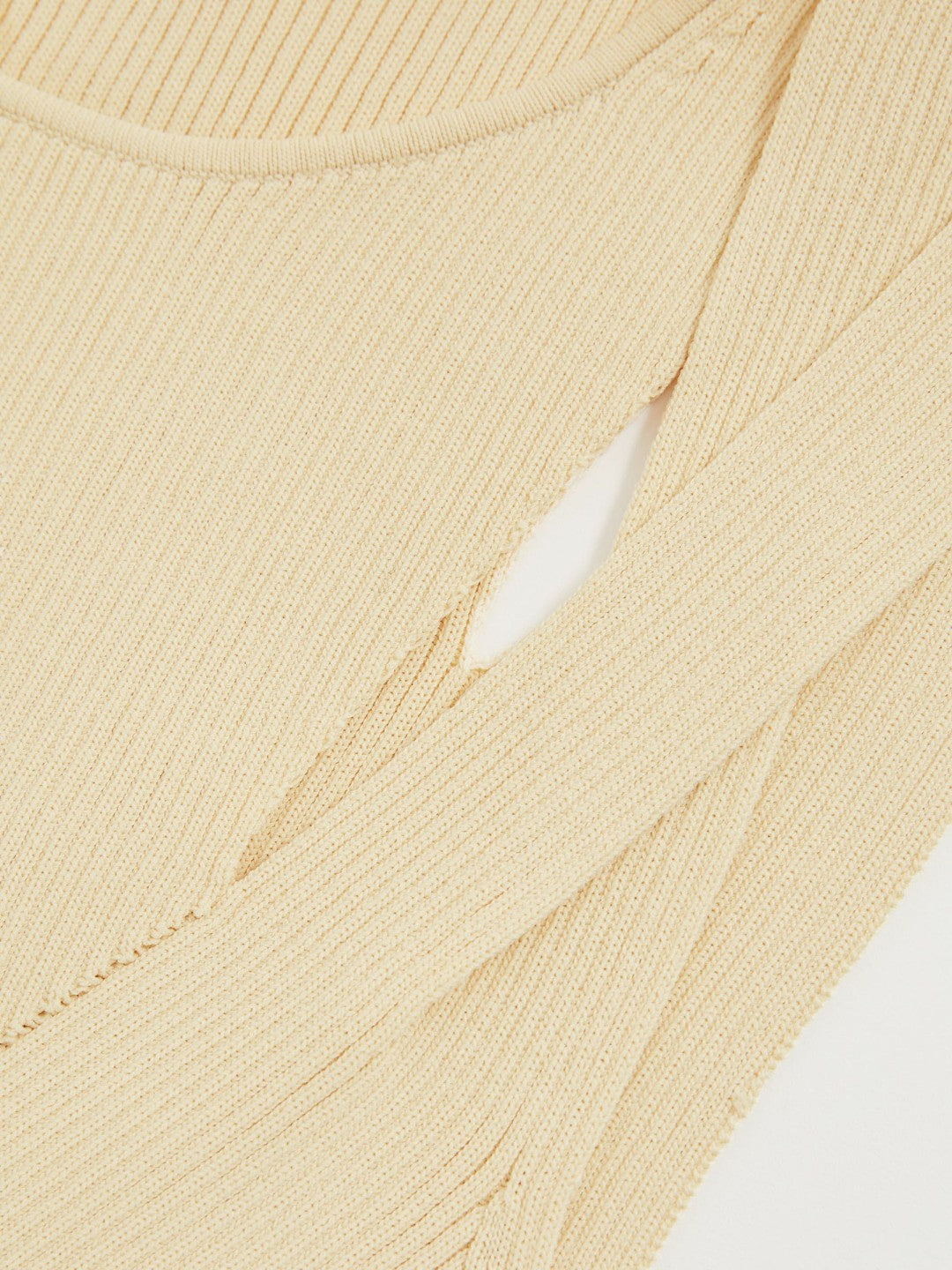 Cut-Out Rib-Knit Vest in Cream Women | Reiss