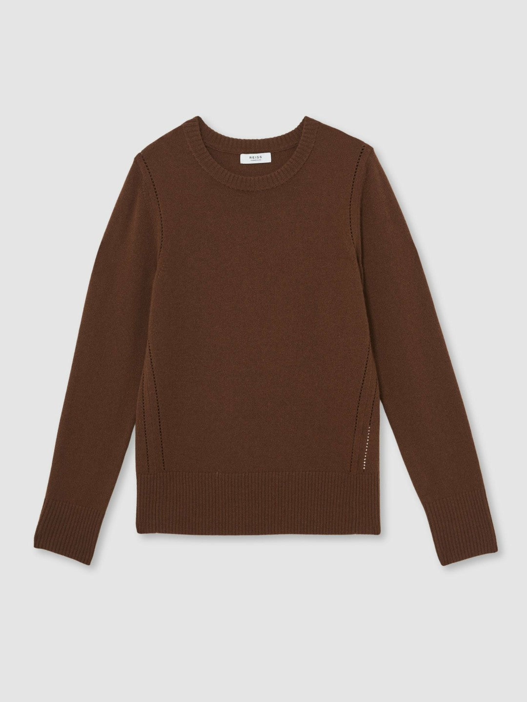 Wool-Blend Open-Stitch Jumper with Cashmere in Toffee Brown Women | Reiss