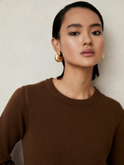 Wool-Blend Open-Stitch Jumper with Cashmere in Toffee Brown Women | Reiss