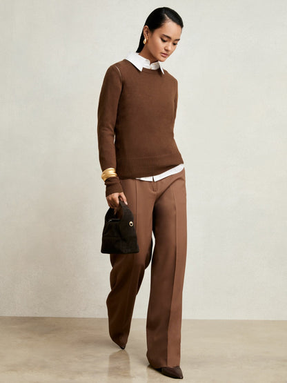 Wool-Blend Open-Stitch Jumper with Cashmere in Toffee Brown Women | Reiss