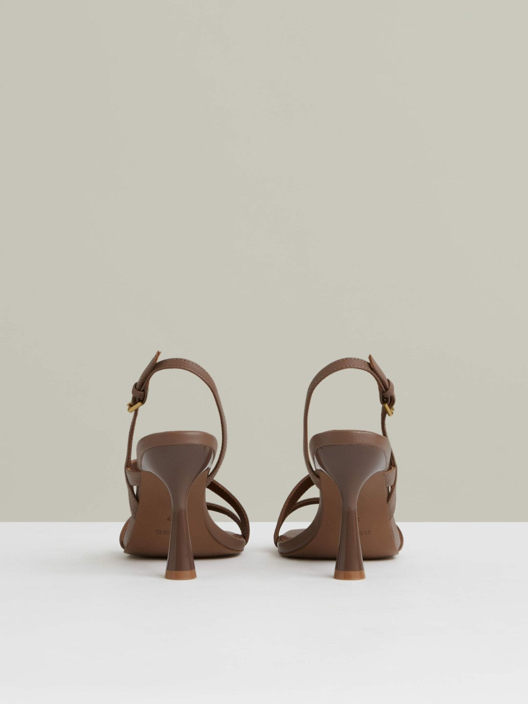 Leather Cross-Strap Heeled Sandals in Neutral Women | Reiss
