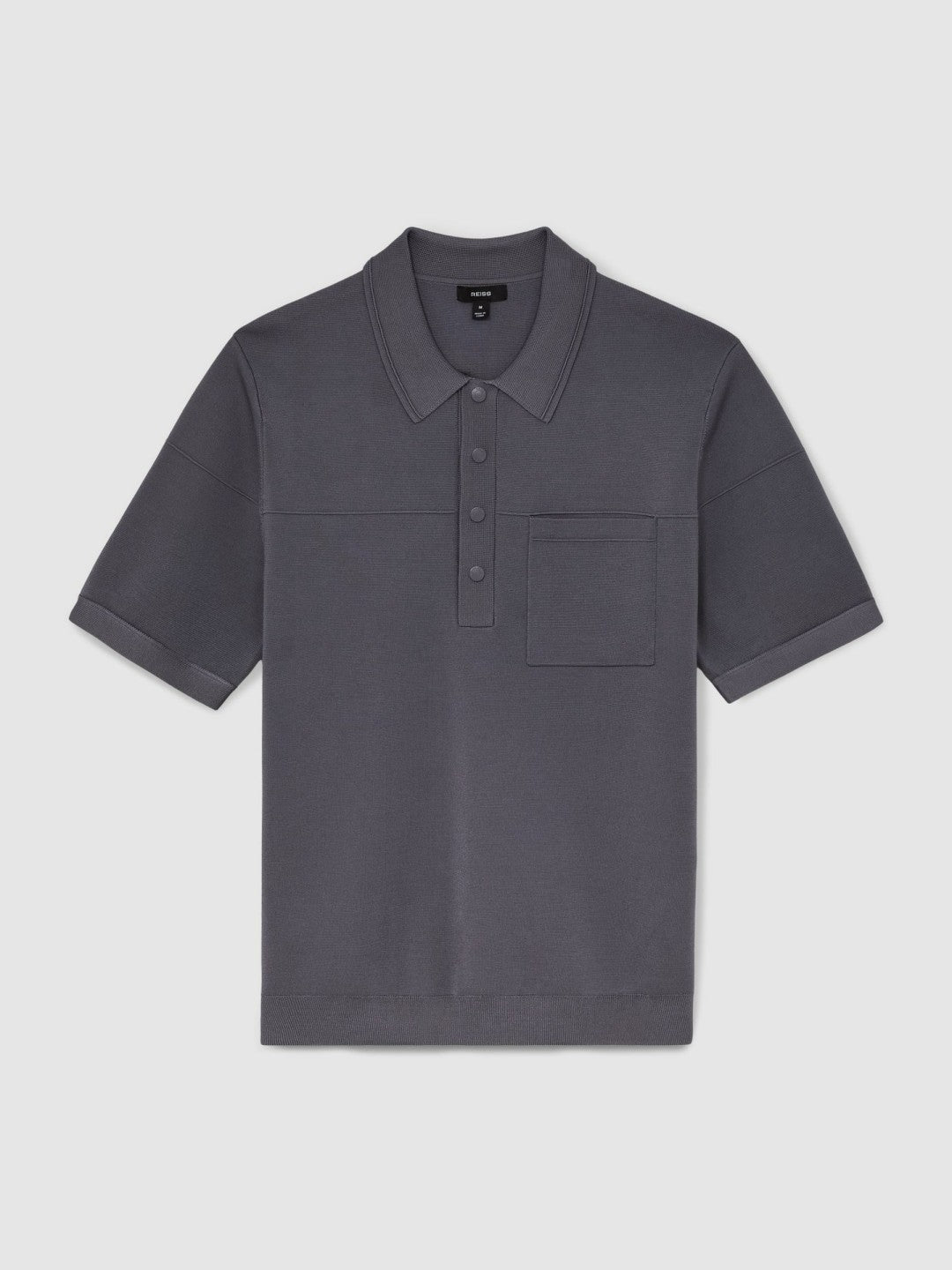 Press-Stud Seam-Detail Polo Shirt in Airforce Blue Men | Reiss