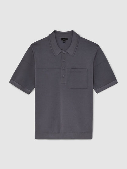 Press-Stud Seam-Detail Polo Shirt in Airforce Blue Men | Reiss