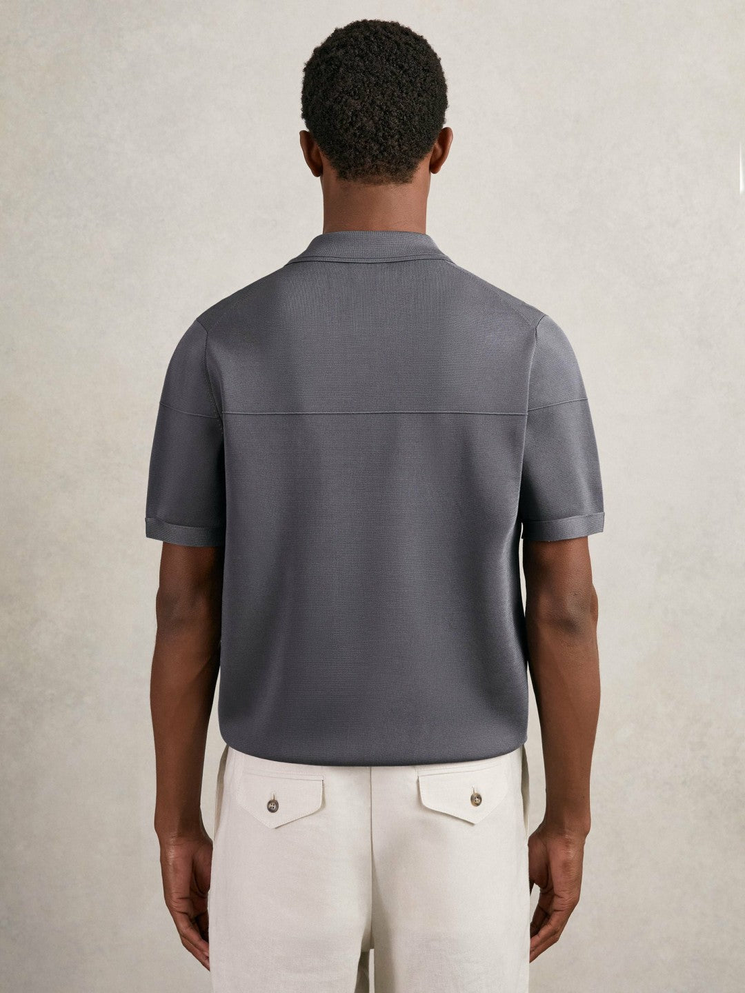 Press-Stud Seam-Detail Polo Shirt in Airforce Blue Men | Reiss