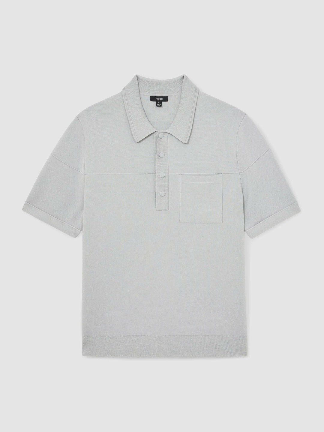Press-Stud Seam-Detail Polo Shirt in Ice Grey Men | Reiss