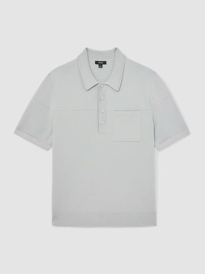 Press-Stud Seam-Detail Polo Shirt in Ice Grey Men | Reiss