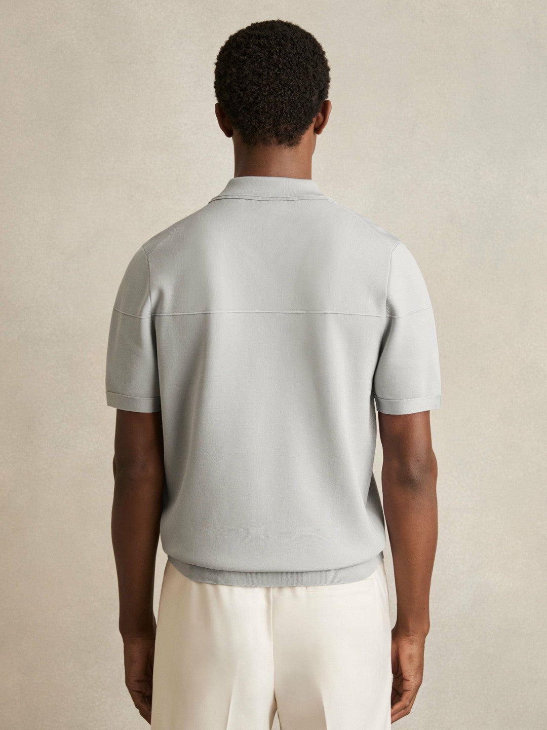 Press-Stud Seam-Detail Polo Shirt in Ice Grey Men | Reiss