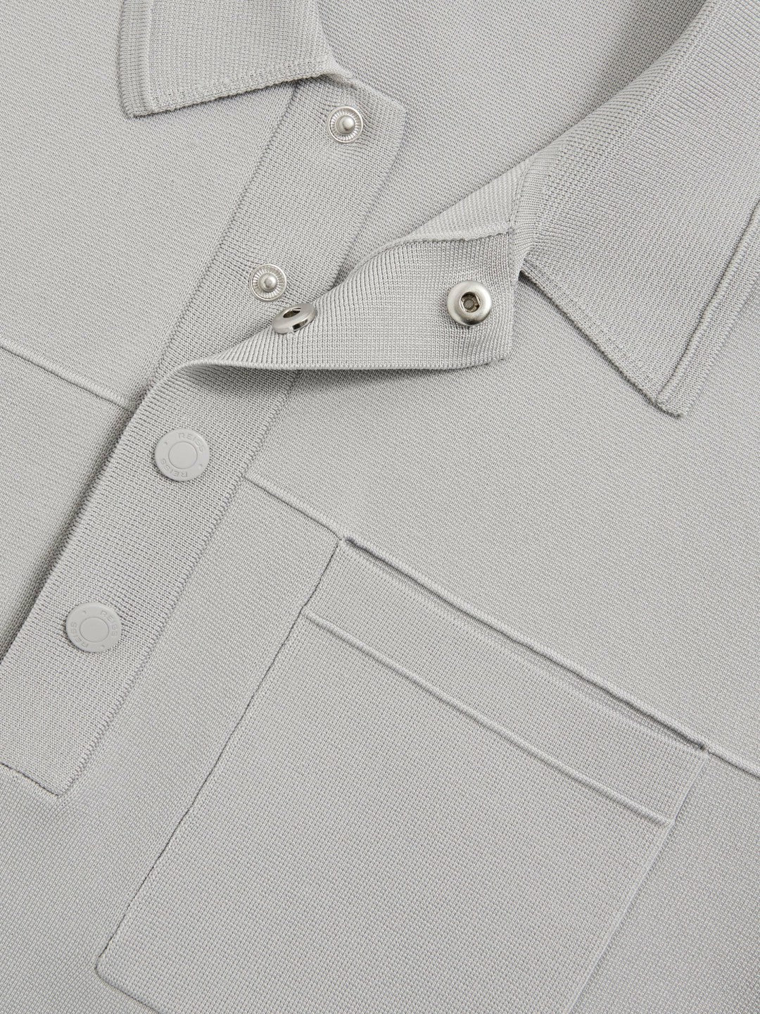 Press-Stud Seam-Detail Polo Shirt in Ice Grey Men | Reiss