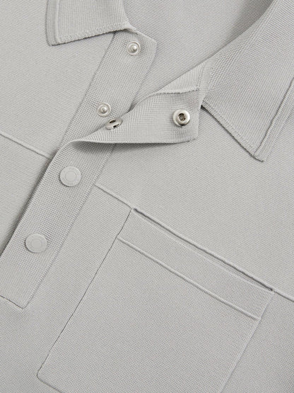 Press-Stud Seam-Detail Polo Shirt in Ice Grey Men | Reiss