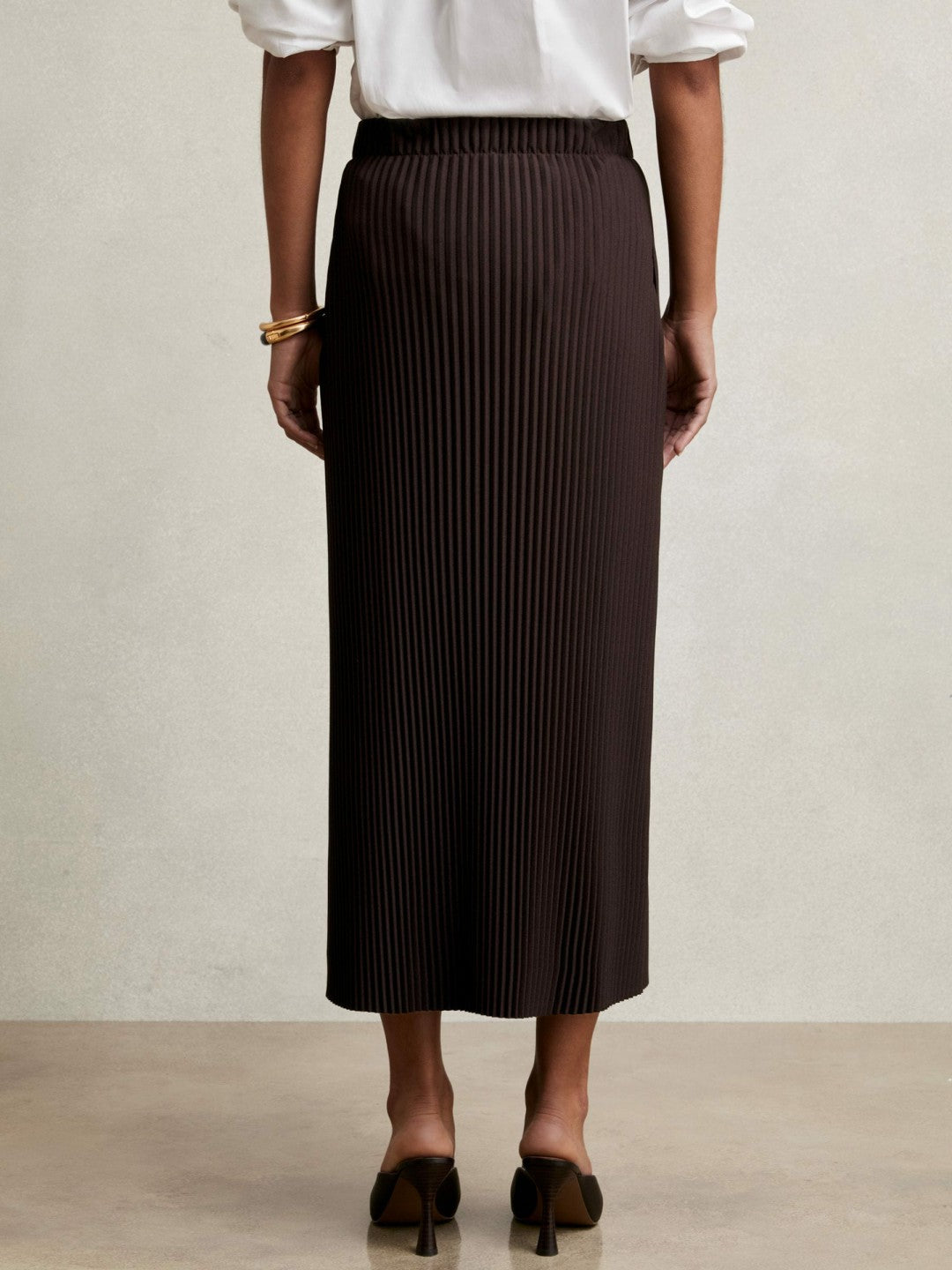 Pleated Jersey Midi Skirt in Burgundy Women | Reiss